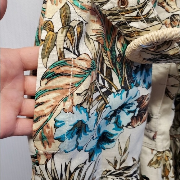 010. BANANA REPUBLIC TROPICAL RAIN FOREST LINEN BELTED SHIRT DRESS - Picture 6 of 14